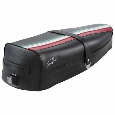 sella SPORTIVA NERA con BANDIERA ITALIANA LUGA per VESPA PX PE adattabbile su vesponi