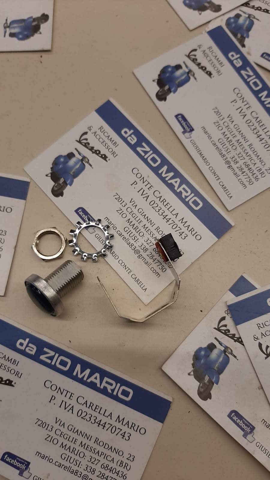 Luce spia verde completa con bordo alluminio per manubrio VESPA GTR TS SPRINT VELOCE RALLY