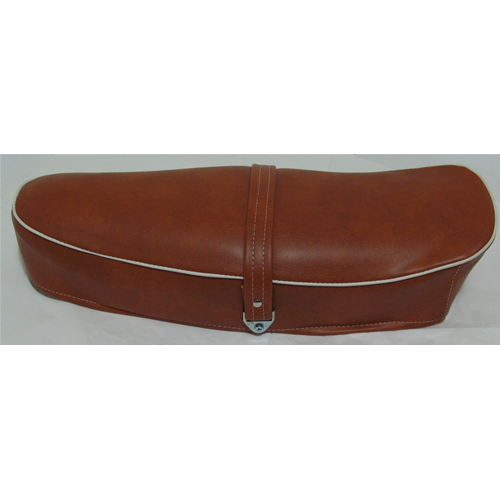 Sella di colore marrone cuoio bordo bianco per VESPA PRIMAVERA 50 125 cc. N R L senza serratura