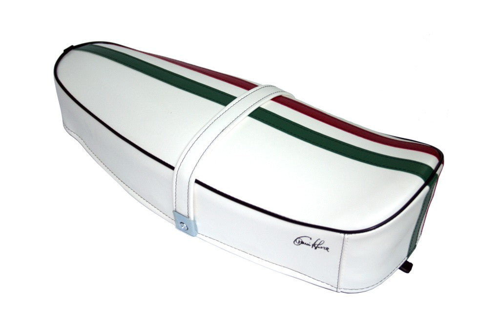 sella SPORTIVA BIANCO con BANDIERA ITALIANA LUGA per VESPA VESPONI
