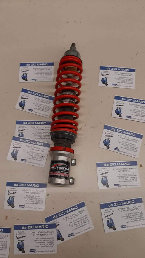 Ammortizzatore anteriore CARBONE cromato e rosso HI-TECH oleopneumatico per VESPA PX PE T5