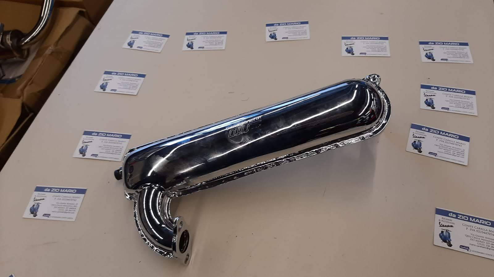 Marmitta SITO a siluro cromata per VESPA 125 ET3 PRIMAVERA attacco al cilindro