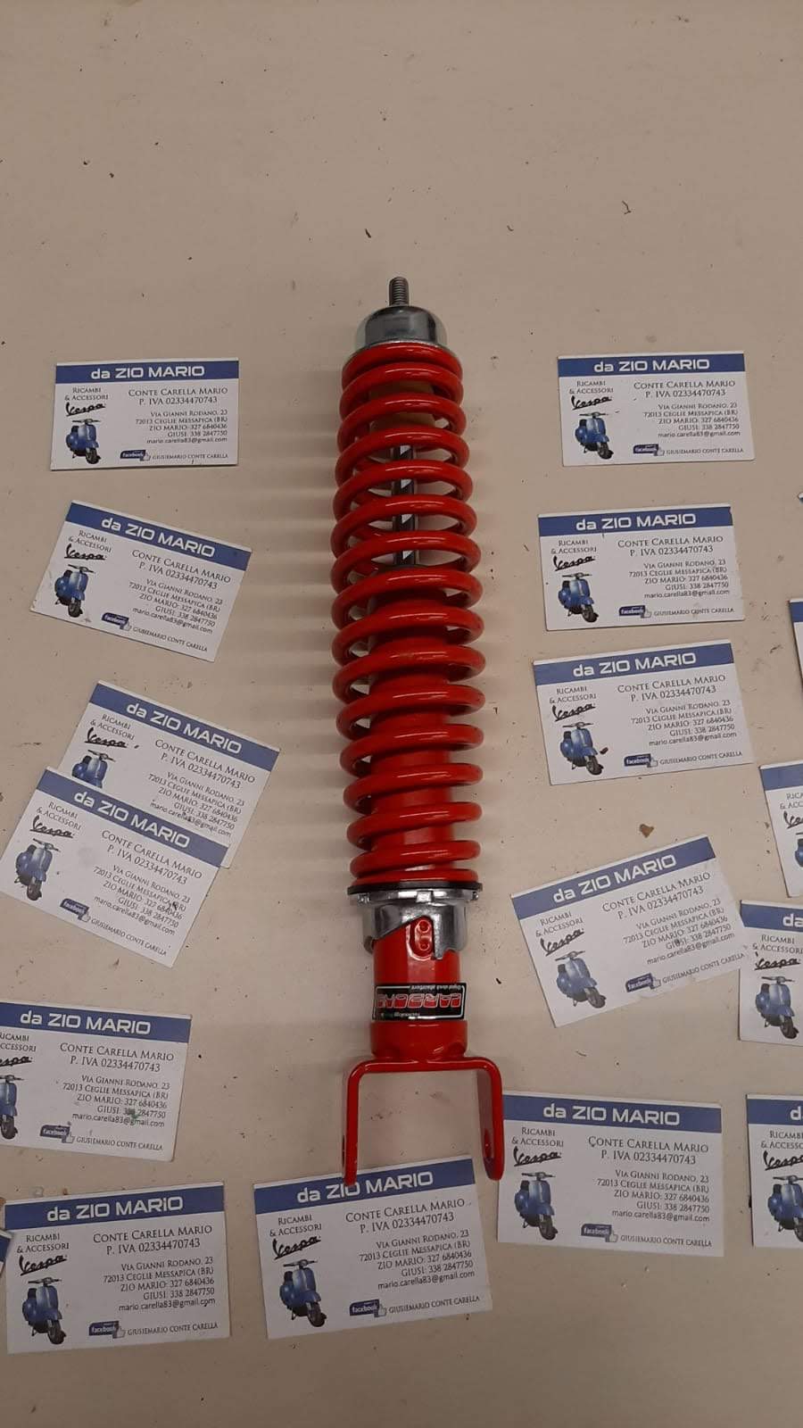 Ammortizzatore posteriore CARBONE tutto rosso regolabile a 3 posizioni per VESPA SPECIAL PX