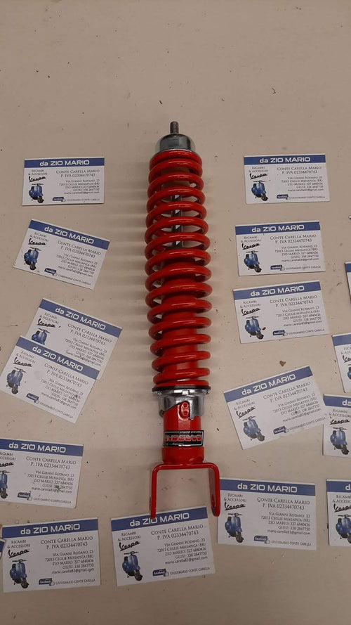 Ammortizzatore posteriore CARBONE tutto rosso regolabile a 3 posizioni per VESPA SPECIAL PX