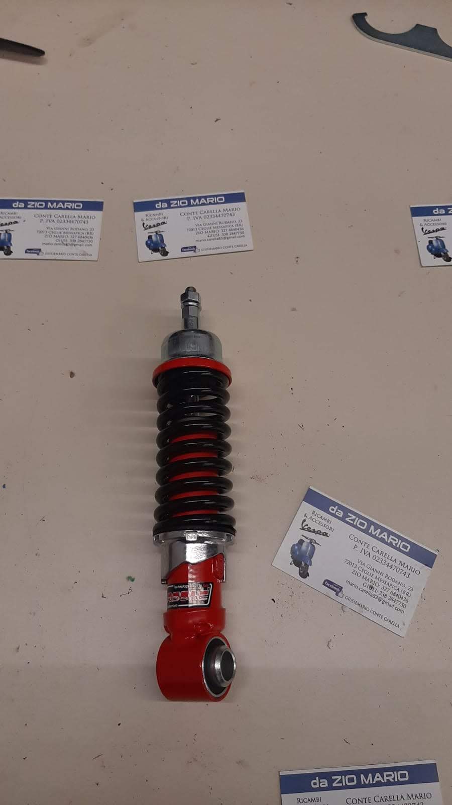 Ammortizzatore Anteriore Rosso con Molla Nera Rinforzato e Regolabile CARBONE per VESPA 50 PK SPECIA