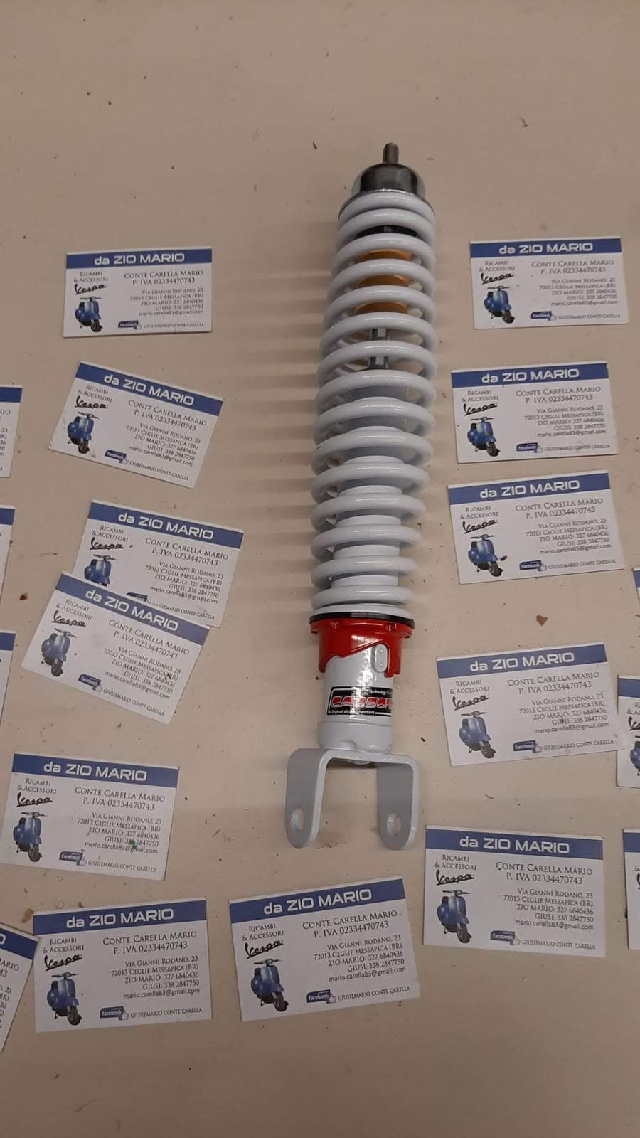 Ammortizzatore posteriore CARBONE bianco per VESPA 50 SPECIAL PRIMAVERA ET3 SPRINT RALLY PX