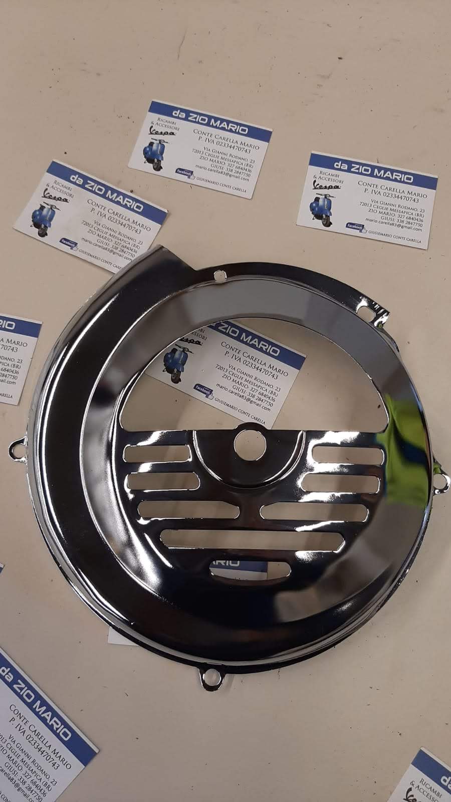 Copriventola Copri Volano Cromato per VESPA 50 N L R SPECIAL 90 SS 125 PRIMAVERA ET3