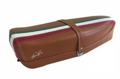 sella SPORTIVA MARRONE con BANDIERA ITALIANA LUGA per VESPA 50 SPECIAL
