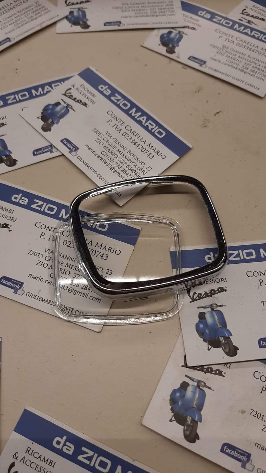 Kit revisione restauro cornice cromata e vetro in plastica per contachilometri per VESPA 125 VNB VNA