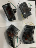 Kit serie 4 frecce anteriori con 9 led e posteriori cromate lenti nere fumè per VESPA PX PE