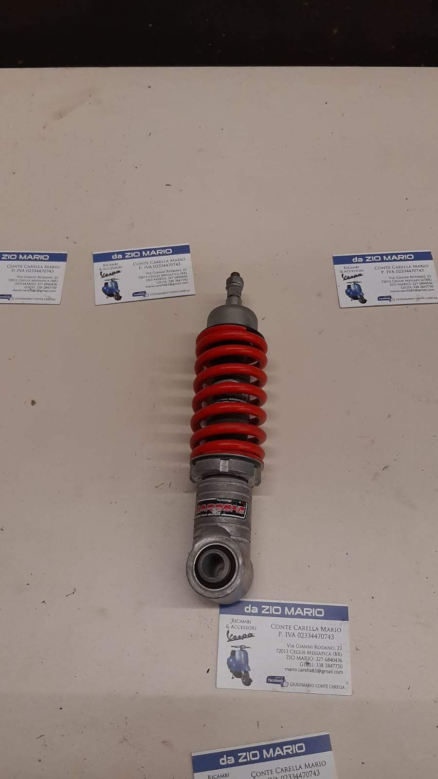 Ammortizzatore anteriore CARBONE cromato e rosso HI-TECH oleopneumatico regolabile per VESPA SPECIAL