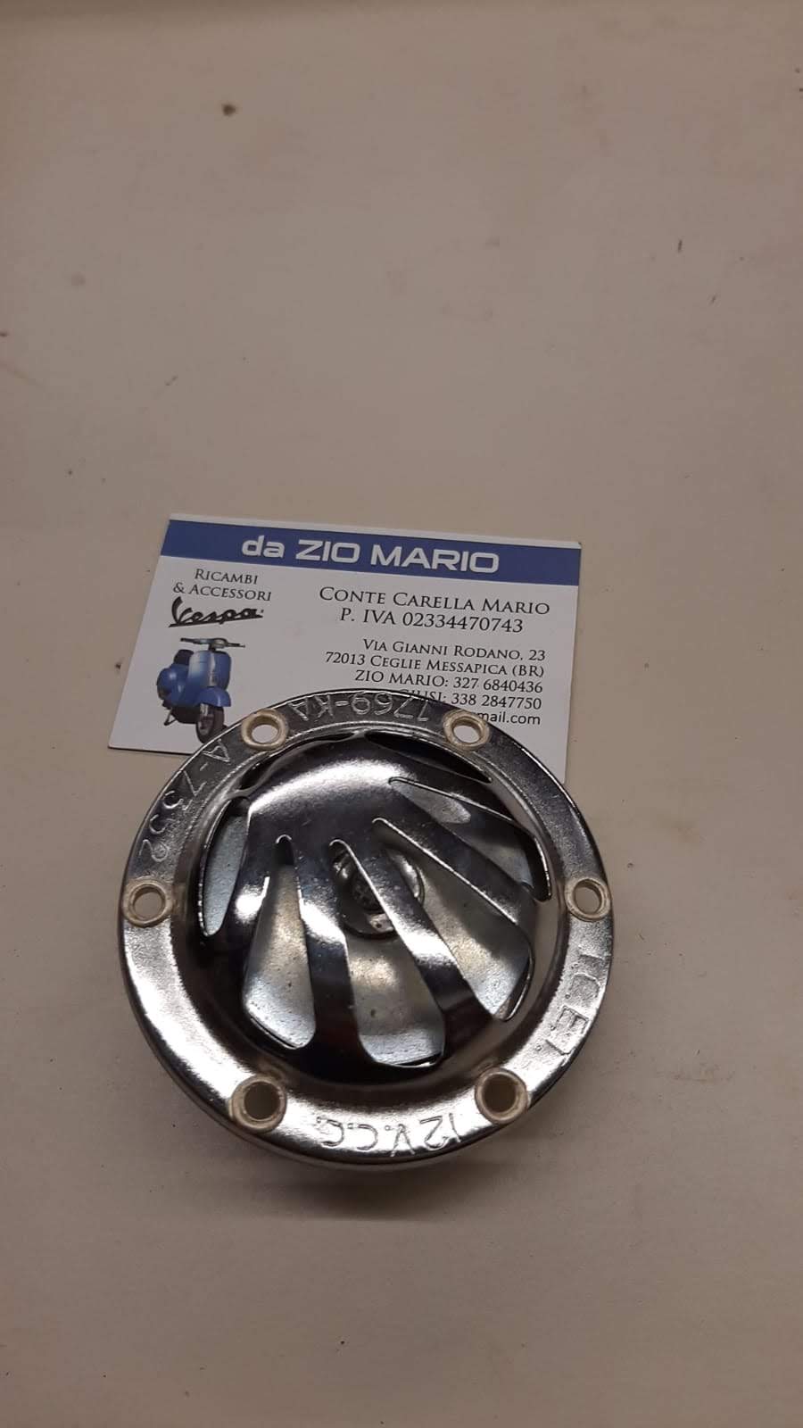 Clacson ventaglio cromato 6V CA VESPA 150 GS VS1 VBA VBB GL VLA 160 VSB dal 1958 al 1962 CON batteri