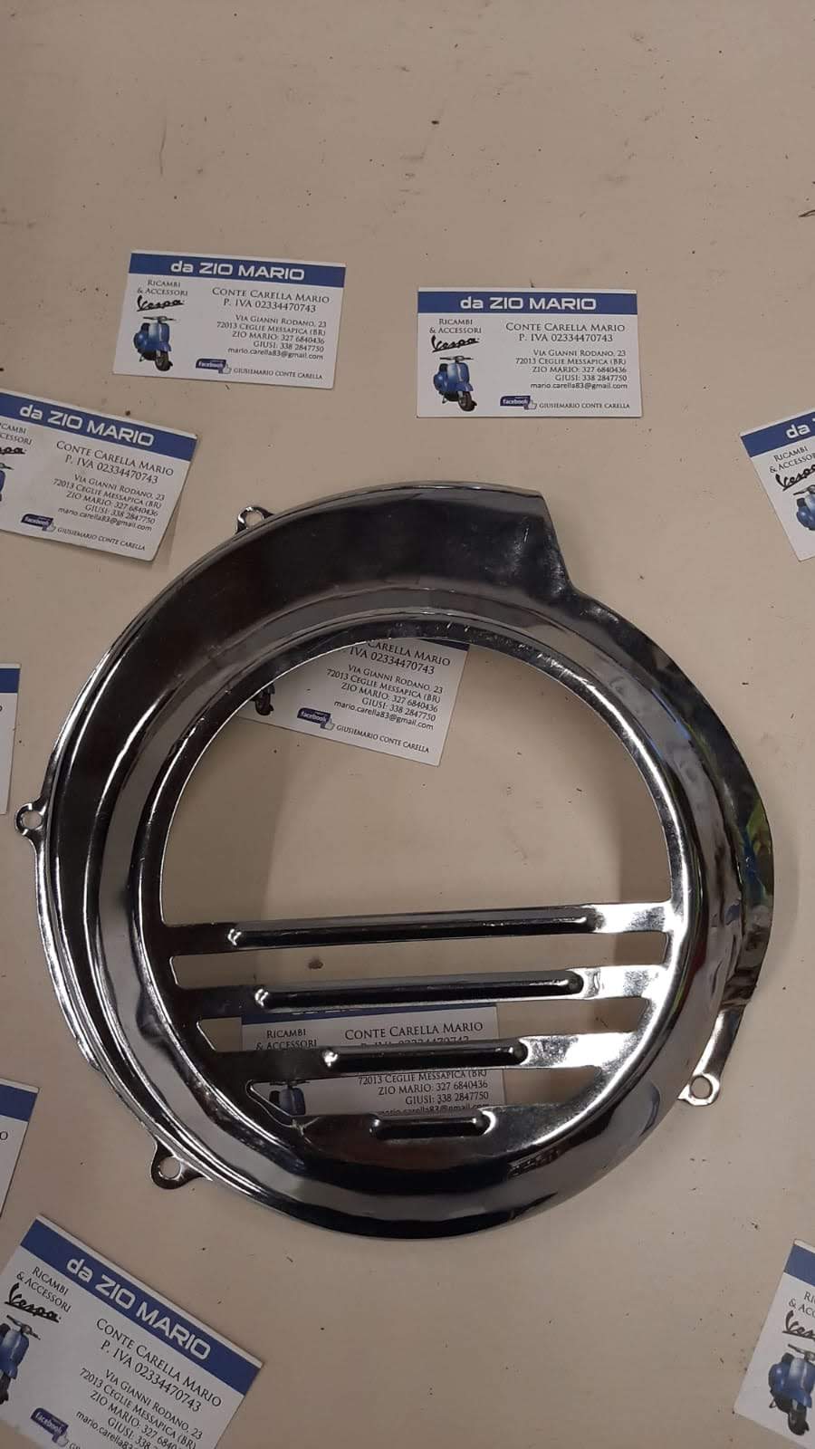Copriventola in acciaio inox LUCIDO per VESPA PX PE dal 1978 senza avviamento elettrico