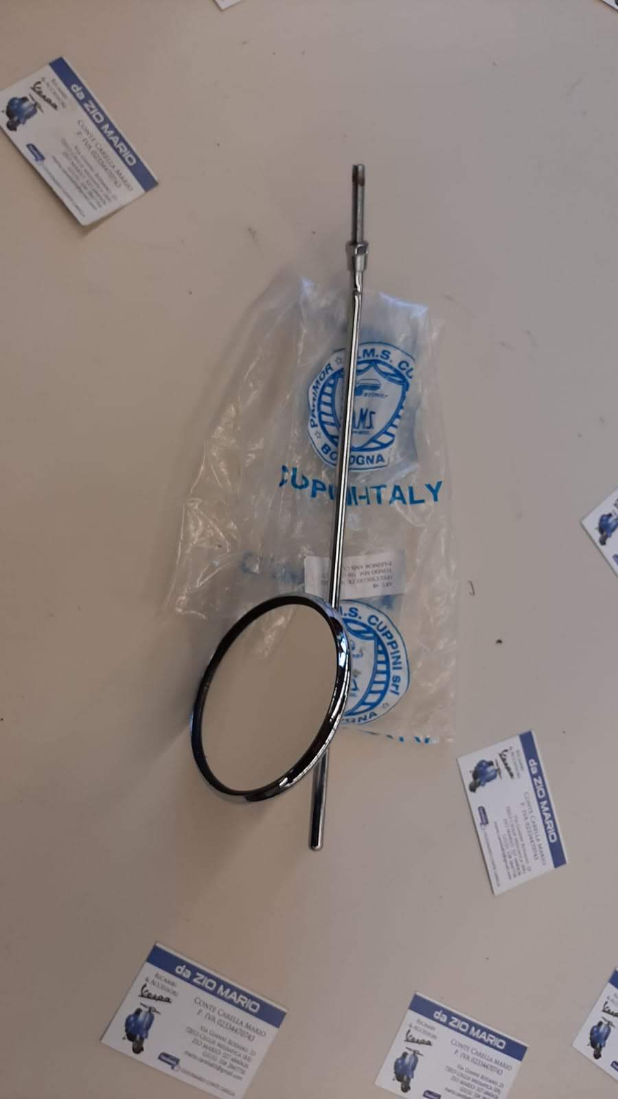 Specchio retrovisore cromato destro o sinistro con morsetto per VESPA 125 150 faro basso struzzo