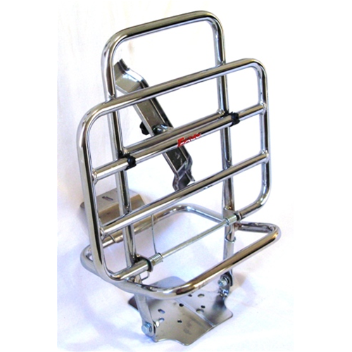 Portapacchi posteriore cromato con porta ruota di scorta per VESPA 50 SPECIAL ELESTART PRIMAVERA ET