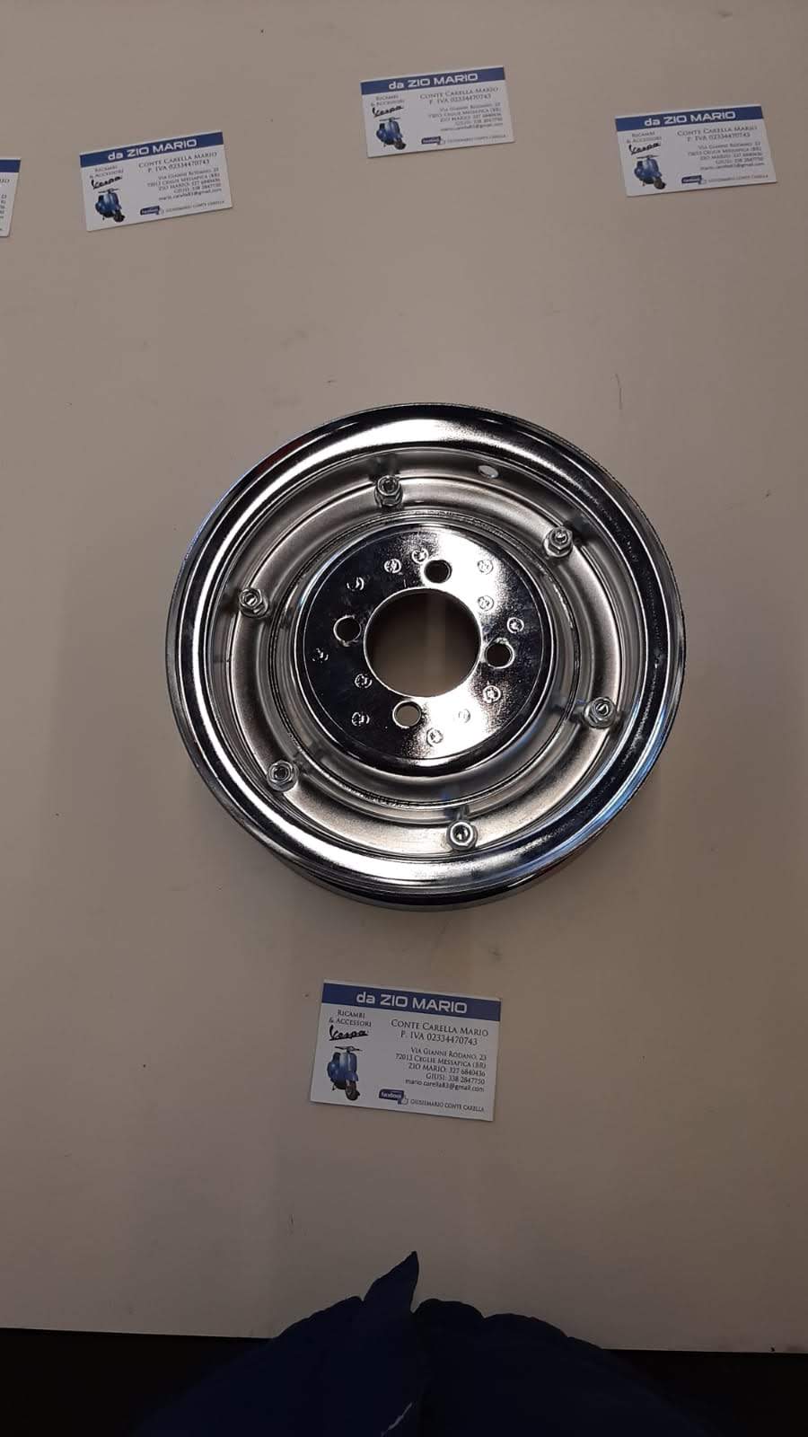 Cerchio ruota CROMATO 350 X 8 " per VESPA 125 150 VM VN VL VNA VNB VBB VBA dal 1946 al 1965