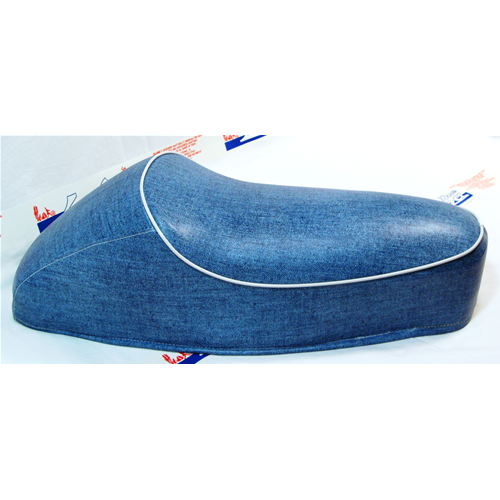 Sella con gobba jeans blu bordo bianco per VESPA 50 cc. N L R SPECIAL