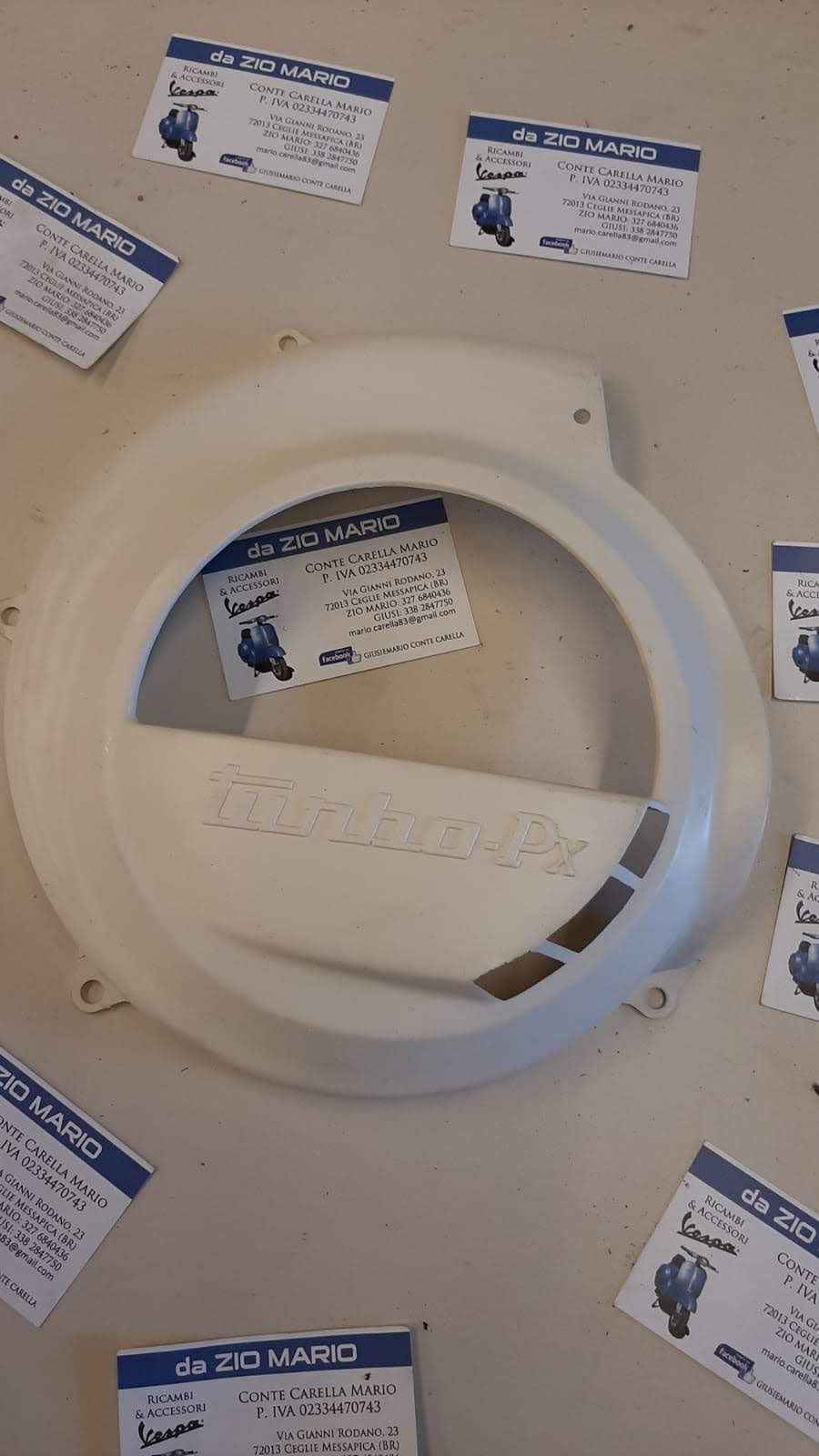 Copriventola Sport Bianca in MOPLEN Antiurto per VESPA PX 125 150 200 cc. senza avviamento elettrico