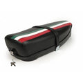 Sella SPORTIVA NERA con BANDIERA ITALIANA LUNGA SERRATURA per VESPA 50 SPECIAL