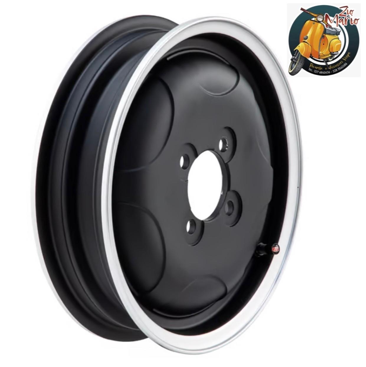 Cerchio in lega tubeless SIP 2.15-10 Vespa 150 GS VS1-4 - nero con bordo alluminio lucido