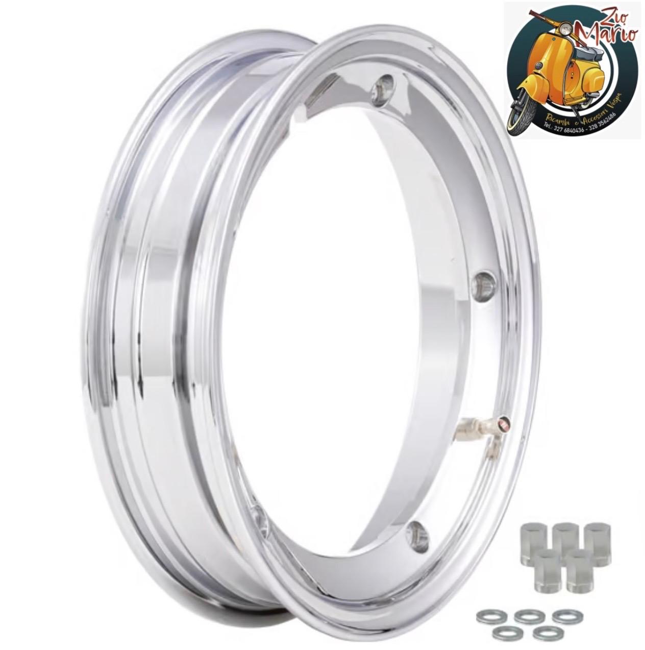 Cerchio tubeless SIP 81065100 in alluminio  lucidato CROMATO per pneumatici 3.00 3.50 - 10