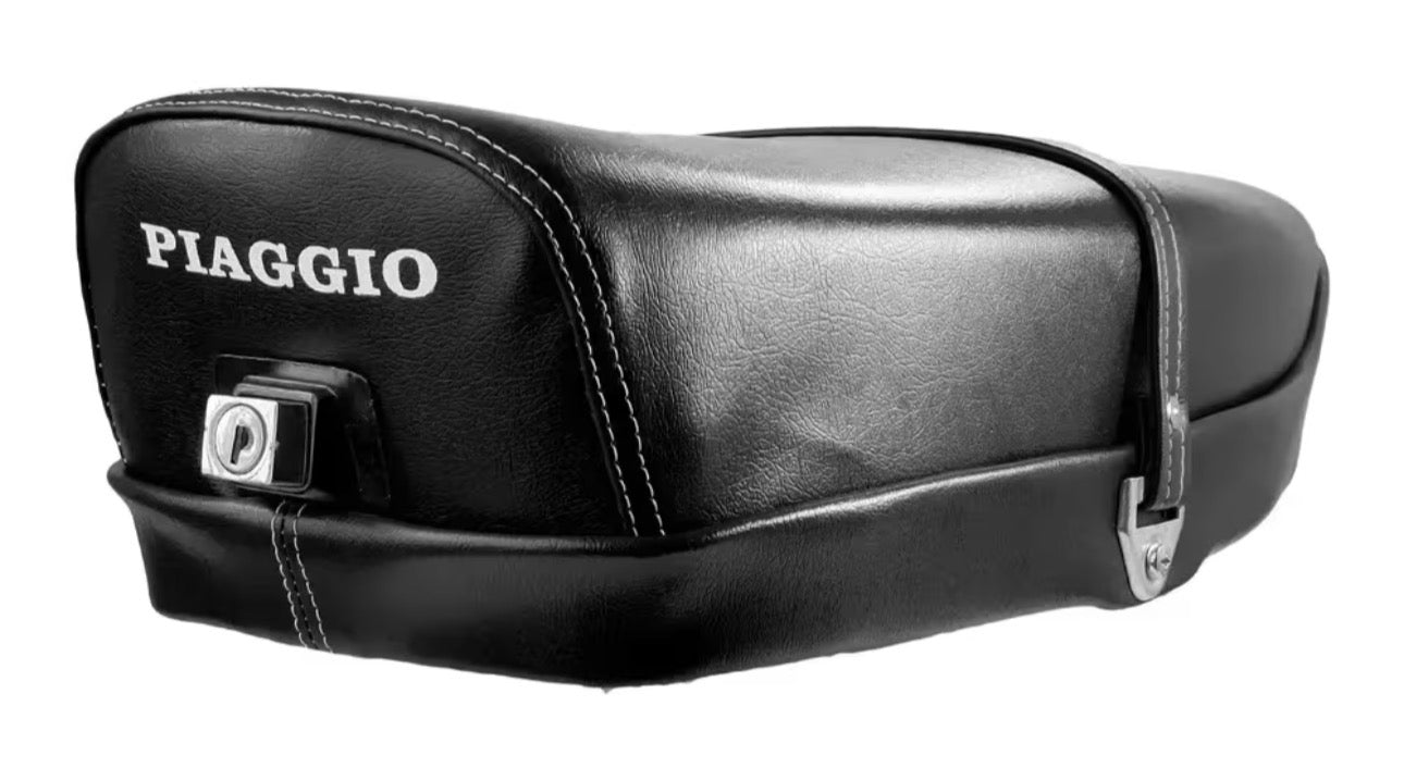 SELLA LUNGA CON SCRITTA PIAGGIO E SERRATURA VESPA L R N SPECIAL ET3 PRIMAVERA