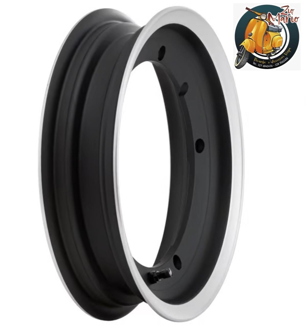 Cerchio tubeless SIP 81068100 in alluminio nero con bordo lucidato per pneumatici 3.00 3.50 - 10